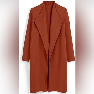 Women’s Long Sleeve Oversized Open Front Lapel Casual Knit Cardigan Coat M